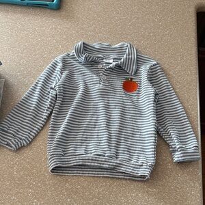 Striped Blue and White Kids Shirt with Orange Patch